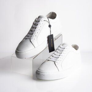 Massimo Dutti Mens Lace Up Leather Sneakers Shoes White Sz US 7 EU 40 defects